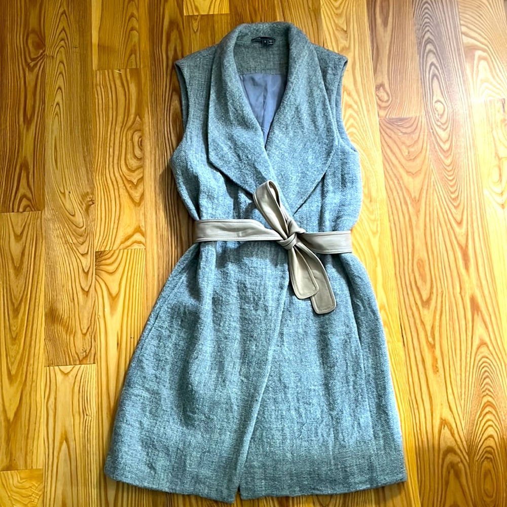 Beautiful Vince. Long Wool Vest with Leather Belt